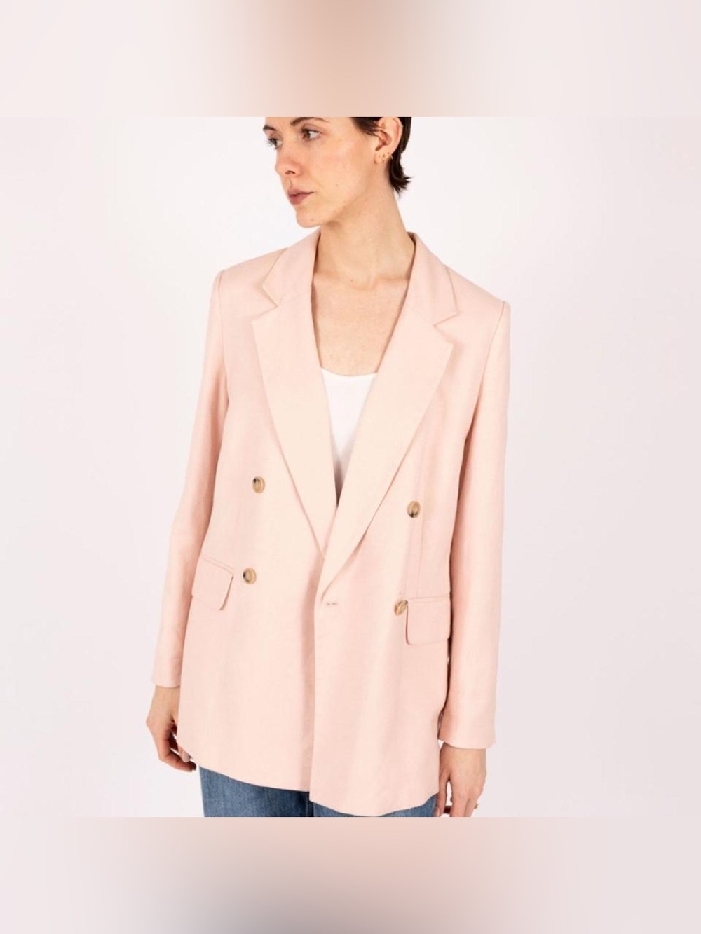 NWT - H&M Women's Double-Breasted Dusty Blush Pink Blazer Jacket